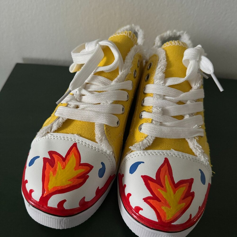 Hand painted yellow sneakers